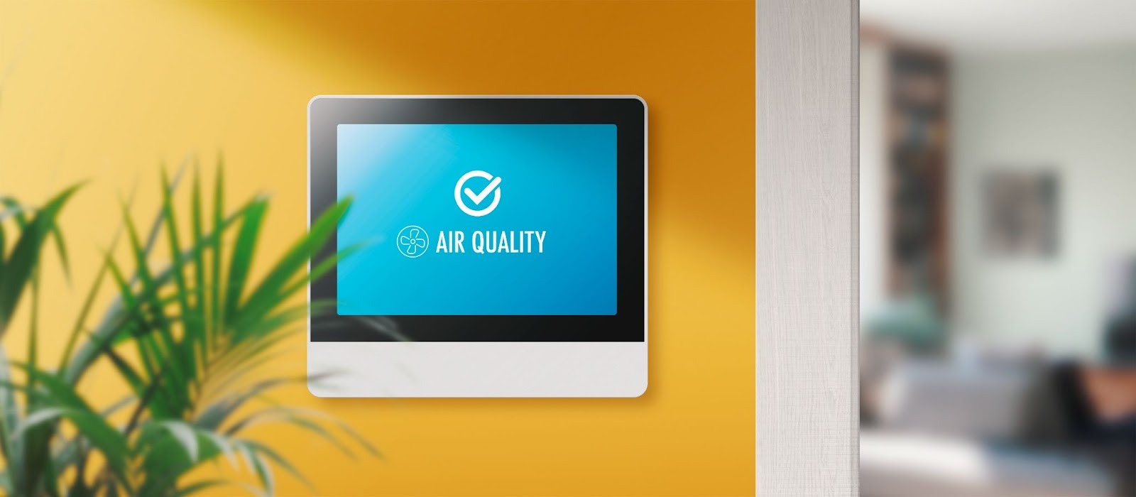 Home air quality monitor measuring indoor pollution levels